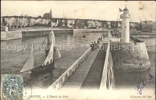 Leuchtturm Lighthouse Segelboot Dieppe Entree du Port  Kat. Gebaeude