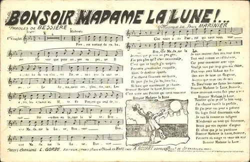 Liederkarte Bonsoir Madame la Lune Bessiere Paul Marinier Kat. Musik