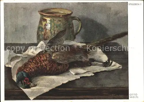 Auerhahn Kuenstlerkarte Otto Vaeltl Stillleben I Kat. Tiere