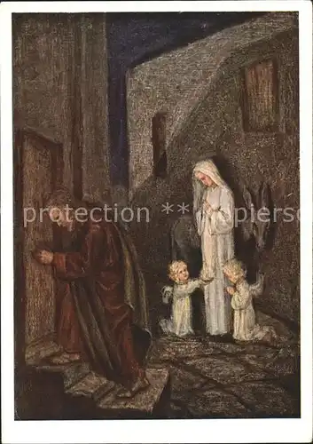 Spoetl M. Heilige Familie Nr. 352 Esel Engel  Kat. Kuenstlerkarte