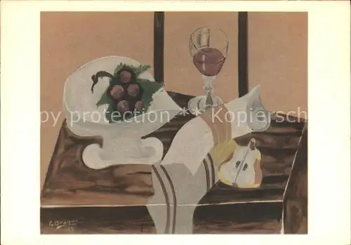 Kuenstlerkarte Braque Nature morte Nr. 67 Trauben Birne Wein Kat. Kuenstlerkarte