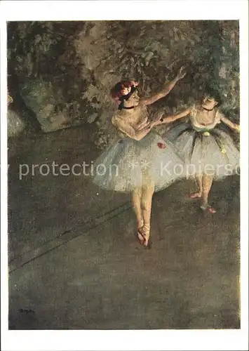 Ballett Kuenstlerkarte Edgar Degas Two dancers on the stage  Kat. Tanz