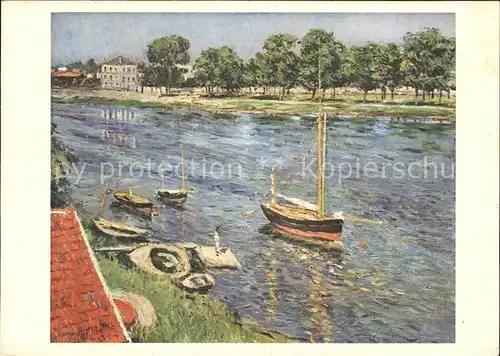 Kuenstlerkarte Caillebotte Vue sur la Marne Nr. 136 Boote  Kat. Kuenstlerkarte