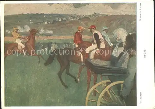 Kuenstlerkarte Degas Aux courses Pferderennen  Kat. Kuenstlerkarte