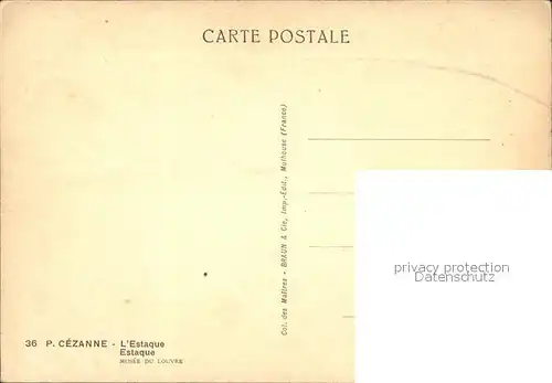 Kuenstlerkarte P. Cezanne L Estate Nr. 36  Kat. Kuenstlerkarte