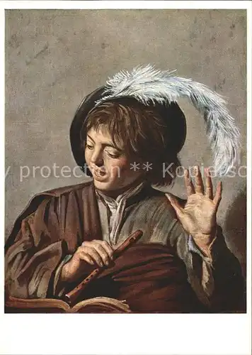 Kuenstlerkarte Frans Hals Singender Knabe mit Floete  Kat. Kuenstlerkarte