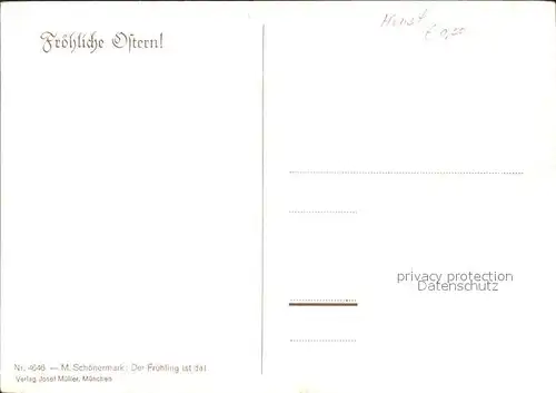 Kuenstlerkarte M. Schoenermark Der Fruehling ist da Nr. 4646 Kind Floete Schafe  Kat. Kuenstlerkarte