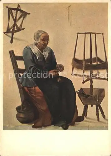 Kuenstlerkarte Jan Vermeer de Delft Alte Frau mit Haspel  Kat. Kuenstlerkarte