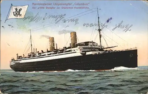 Dampfer Oceanliner Columbus Deutsche Handelsflotte  Kat. Schiffe