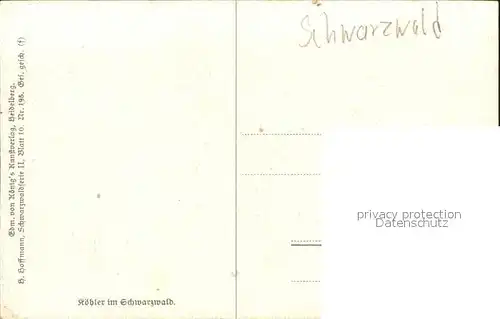 Hoffmann Heinrich Koehler im Schwarzwald Nr. 195 Kat. Kuenstlerkarte