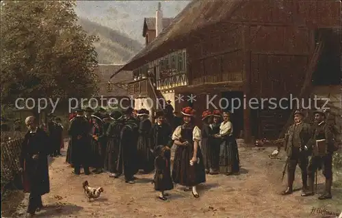Hoffmann Heinrich Nach der Kirche Nr. 9 Tachten Jaeger Kat. Kuenstlerkarte