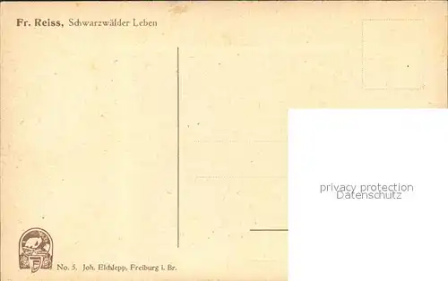 Reiss Fritz Schwarzwaelder Leben Frau Zylinder Schirm Tasche Elchlepp Verlag Nr. 5 Kat. Schwarzwaldkuenstler