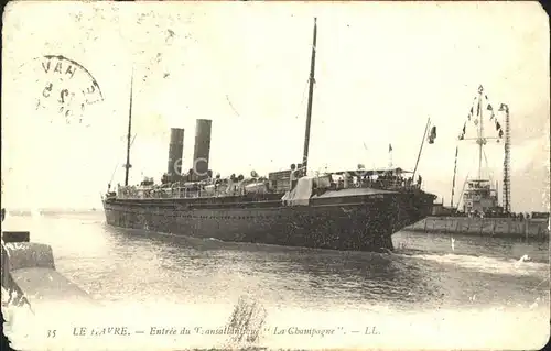 Dampfer Oceanliner La Champagne Le Havre  Kat. Schiffe