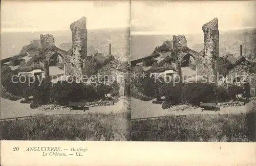 Stereoscopkarte Angleterre Hastings Chateau Kat. Besonderheiten