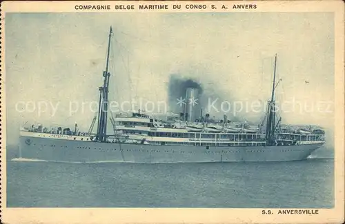 Dampfer Oceanliner S.S. Anversville Compagnie Belge Maritime du Congo S. A. Anvers Kat. Schiffe