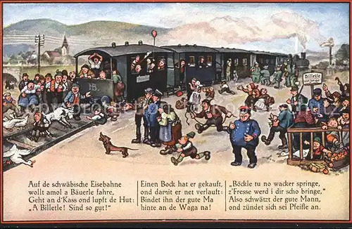 Eisenbahn Auf de schwaebische Eisebahne Humor Dackel  Kat. Eisenbahn