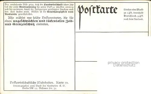 Zoll Grenze Douane Brotkorn Einfuhr Dampfer Kat. Zoll