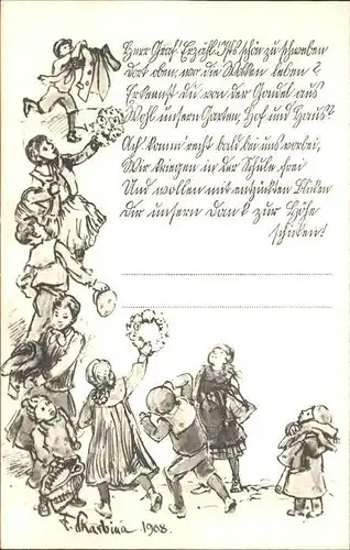 Zeppelin Graf Kuenstlerkarte Franz Skarbina Kinder Gedicht  Kat. Persoenlichkeiten