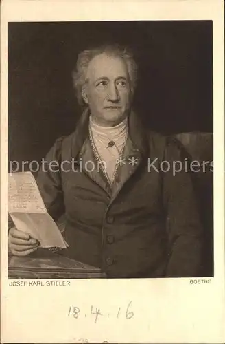 Goethe Johann Wolfgang von Josef Karl Stieler  Kat. Dichter