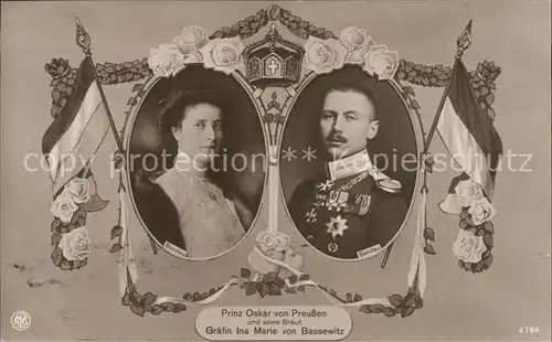 Adel Preussen Prinz Oskar von Preussen Graefin Ina Marie von Bassewitz  Kat. Koenigshaeuser