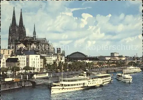Dampfer Seitenrad Koeln am Rhein Dom Kat. Schiffe