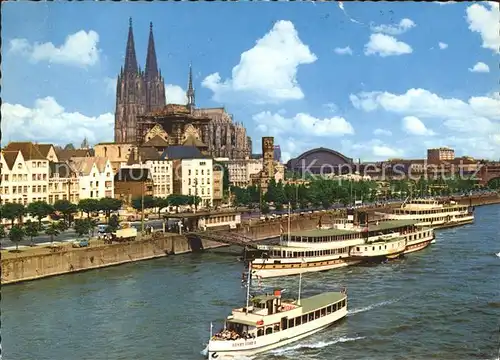 Dampfer Seitenrad Koeln am Rhein Dom Rheinufer  Kat. Schiffe