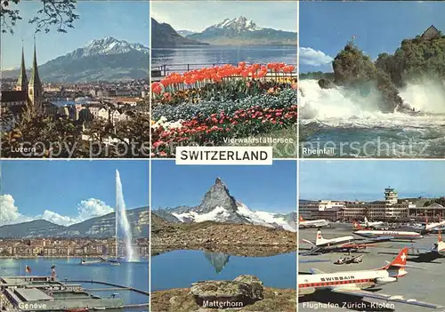 Swissair Flughafen Zuerich Kloten Matterhorn Rheinfall Geneve Kat. Flug