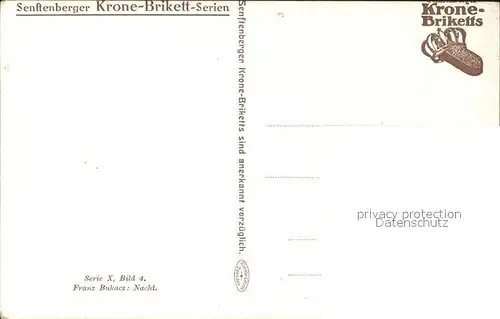 Kuenstlerkarte Franz Bukacz Nacht Senftenberger Krone Brikett Serien Kat. Kuenstlerkarte