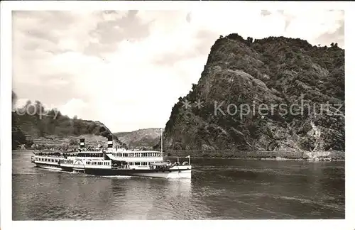 Dampfer Seitenrad Kaiser Wilhelm St. Goarshausen Felsental Loreley Kat. Schiffe