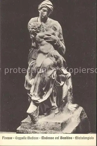 Skulpturen Madonna col Bambino Michelangelo Cappelle Medicee Firenze Kat. Skulpturen