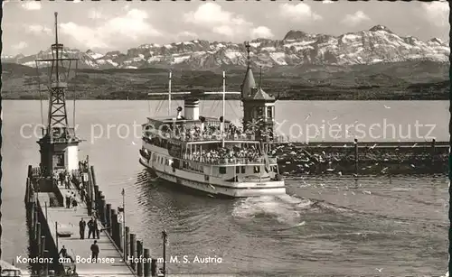 Dampfer Binnenschifffahrt M.S. Austria Konstanz am Bodensee Hafen  Kat. Schiffe