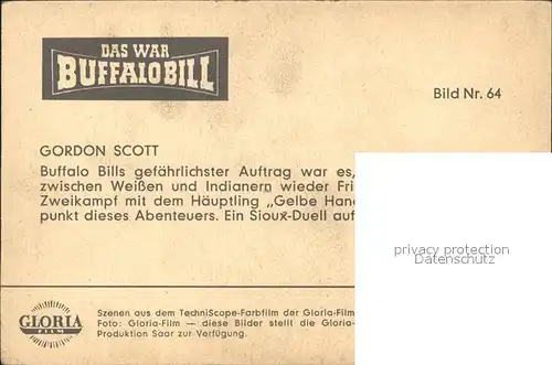 Kino Film Das war Buffalo Bill Gordon Scott Kampf Haeuptling Gelbe Hand Bild Nr. 64