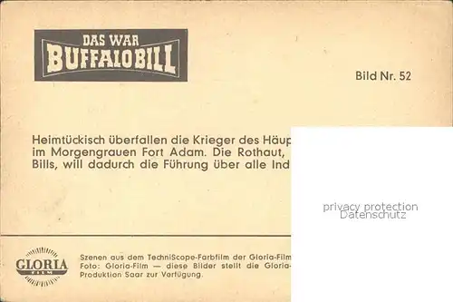 Kino Film Das war Buffalo Bill Krieger Haeuptling Gelbe Hand Fort Adam ueberfall Bild Nr. 52