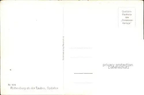 Marschall Vinzenz Rothenburg ob der Tauber Spitaltor Nr. 909 Kat. Kuenstlerkarte