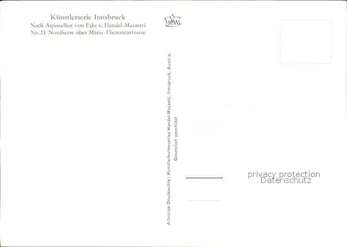 Kuenstlerkarte Edo v. Handel Mazzetti Nr. 11 Innsbruck Nordkette ueber Maria Theresienstrasse Kat. Kuenstlerkarte