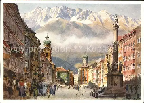 Kuenstlerkarte Edo v. Handel Mazzetti Nr. 5 Innsbruck Maria Theresienstrasse mit Nordkette  Kat. Kuenstlerkarte