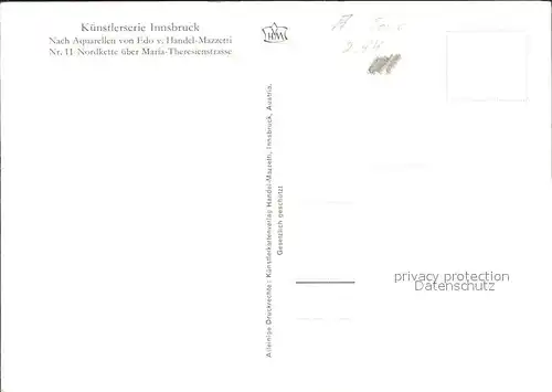 Kuenstlerkarte Edo v. Handel Mazzetti Nr. 11 Nordkette ueber Maria Theresienstrasse Innsbruck Kat. Kuenstlerkarte