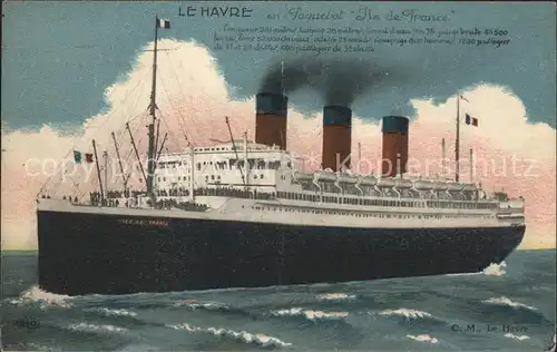 Dampfer Oceanliner Paquebot Ile de France Le Havre  Kat. Schiffe