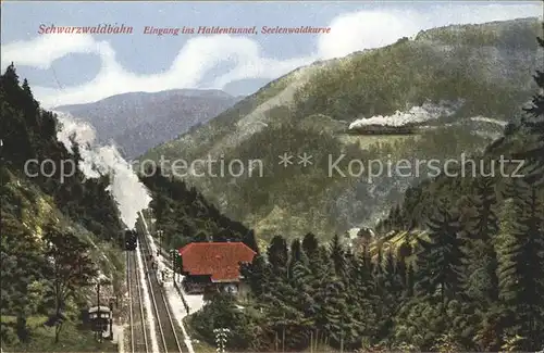 Lokomotive Schwarzwaldbahn Eingang ins Haldentunnel Seelenwaldkurve Kat. Eisenbahn