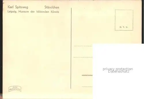 Spitzweg Carl Staendchen Leipzig Museum  Kat. Kuenstlerkarte