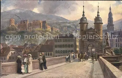 Hoffmann Heinrich Alte Heidelberg Neckarbruecke Schloss Kat. Kuenstlerkarte