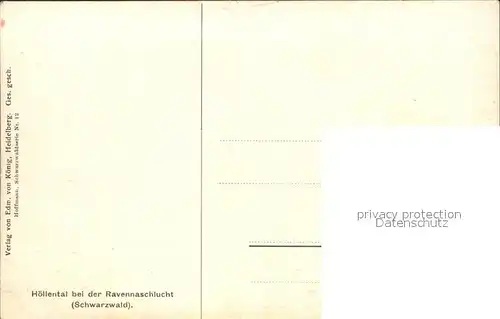 Hoffmann Heinrich Hoellental Ravennaschlucht Schwarzwald Nr. 12 Kat. Kuenstlerkarte