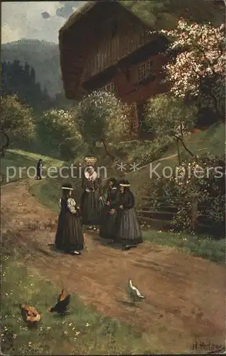 Hoffmann Heinrich Nach dem Kirchgang St. Georgen Nr. 176  Kat. Kuenstlerkarte