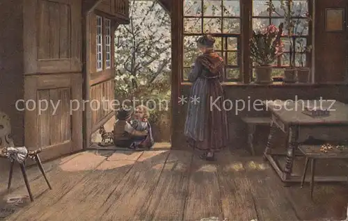 Hoffmann Heinrich Fruehling im Schwarzwald Nr. 251 Kinder Puppe Rollpferd   Kat. Kuenstlerkarte