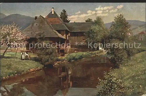 Hoffmann Heinrich Altes Haus an der Wiese Schoenau Schwarzwald Nr. 8  Kat. Kuenstlerkarte