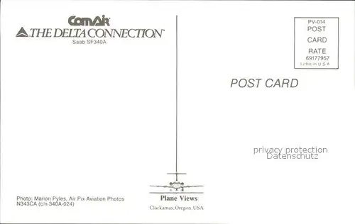 Flugzeuge Zivil ComAir Delta Connection Saab SF340A N343CA c n 340A 024 Kat. Flug