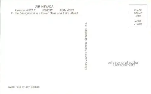 Flugzeuge Zivil Air Nevada Cessna 402C II N2663F MSN 0353  Kat. Flug