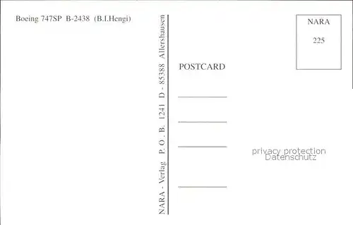 Flugzeuge Zivil Boeing 747SP B 2438  Kat. Flug