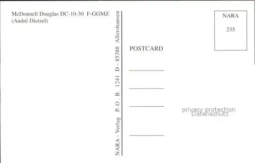 Flugzeuge Zivil McDonnell Douglas DC 10 30 F GGMZ Kat. Flug
