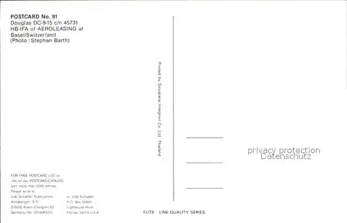 Flugzeuge Zivil Douglas DC 9 15 c n 45731 HB IFA Aeroleasing  Kat. Flug